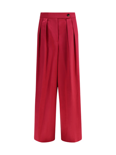 wide pleated pants in washed cotton and acetate