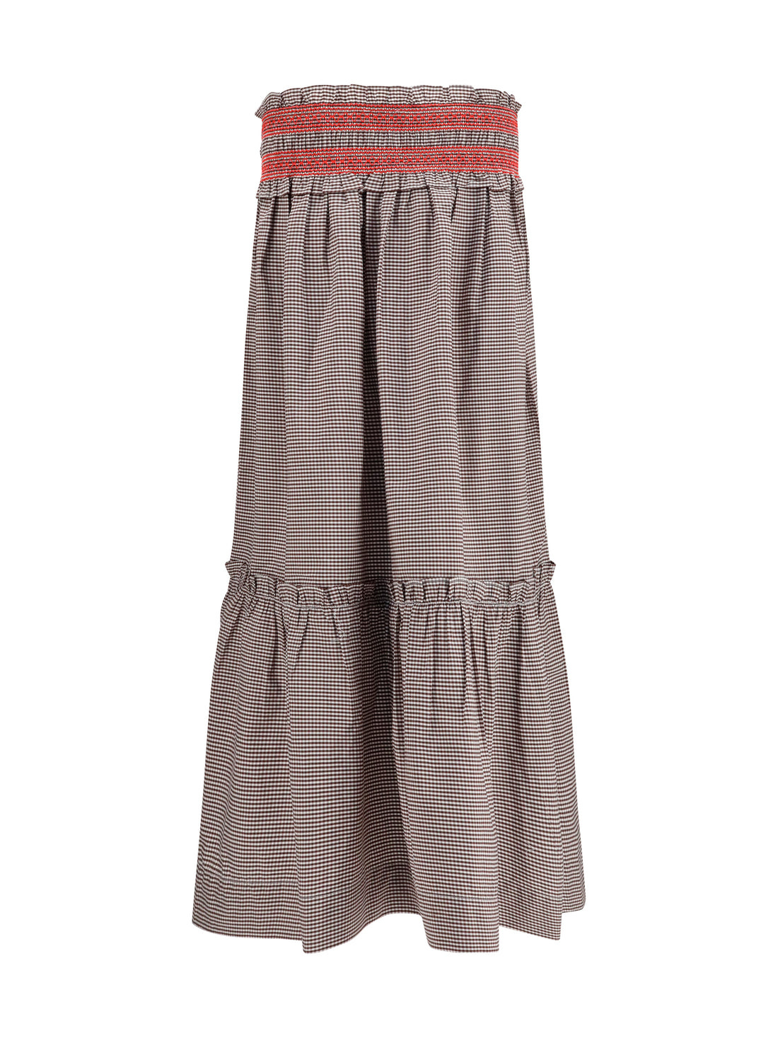 GANNI 36 checked cotton skirt with gathered waist
