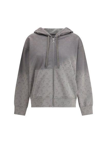 MARINE SERRE S faded moon fleece zipped hoodie 
