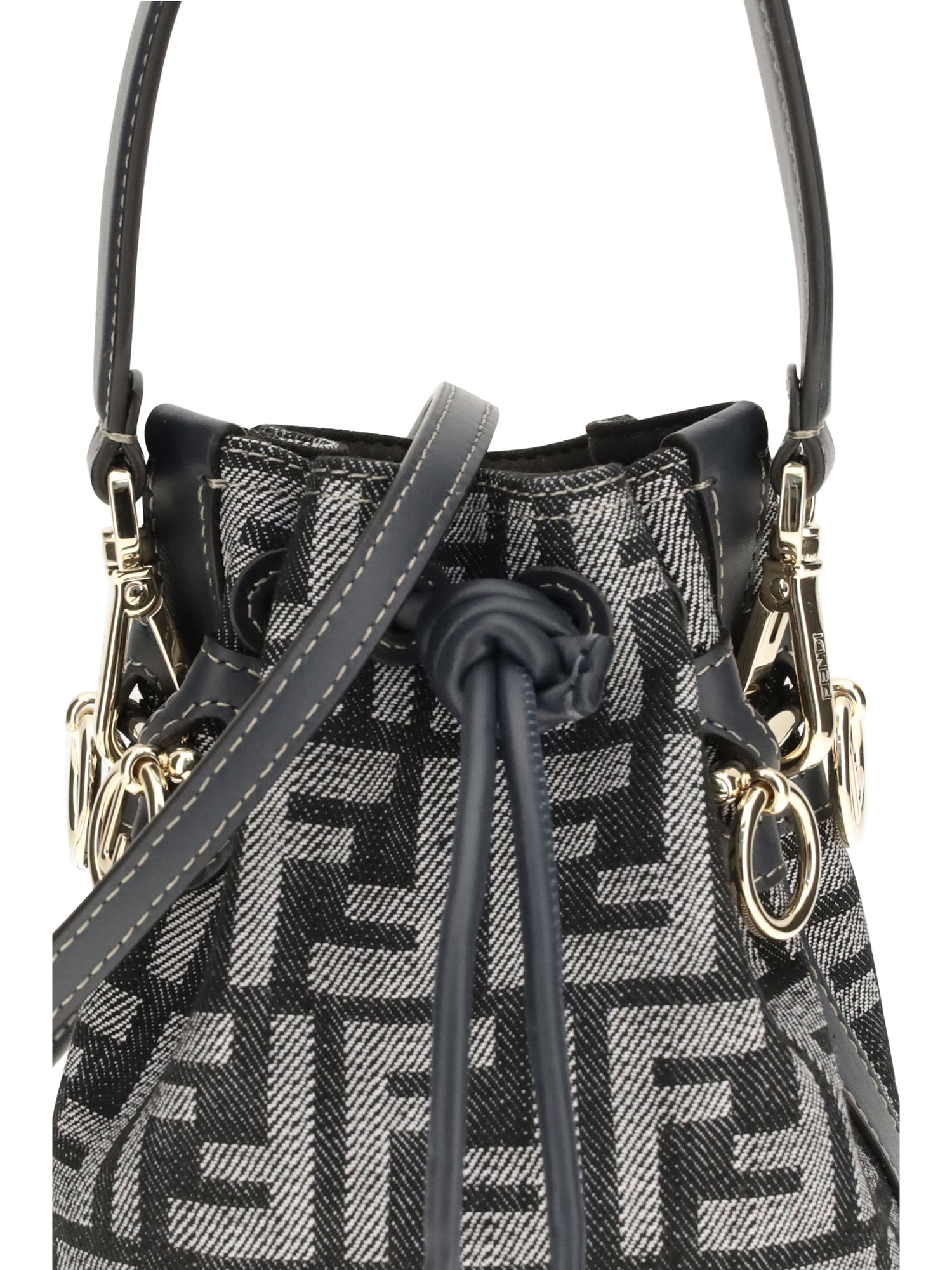 FENDI OS mon tresor denim-effect ff jacquard mini bucket bag