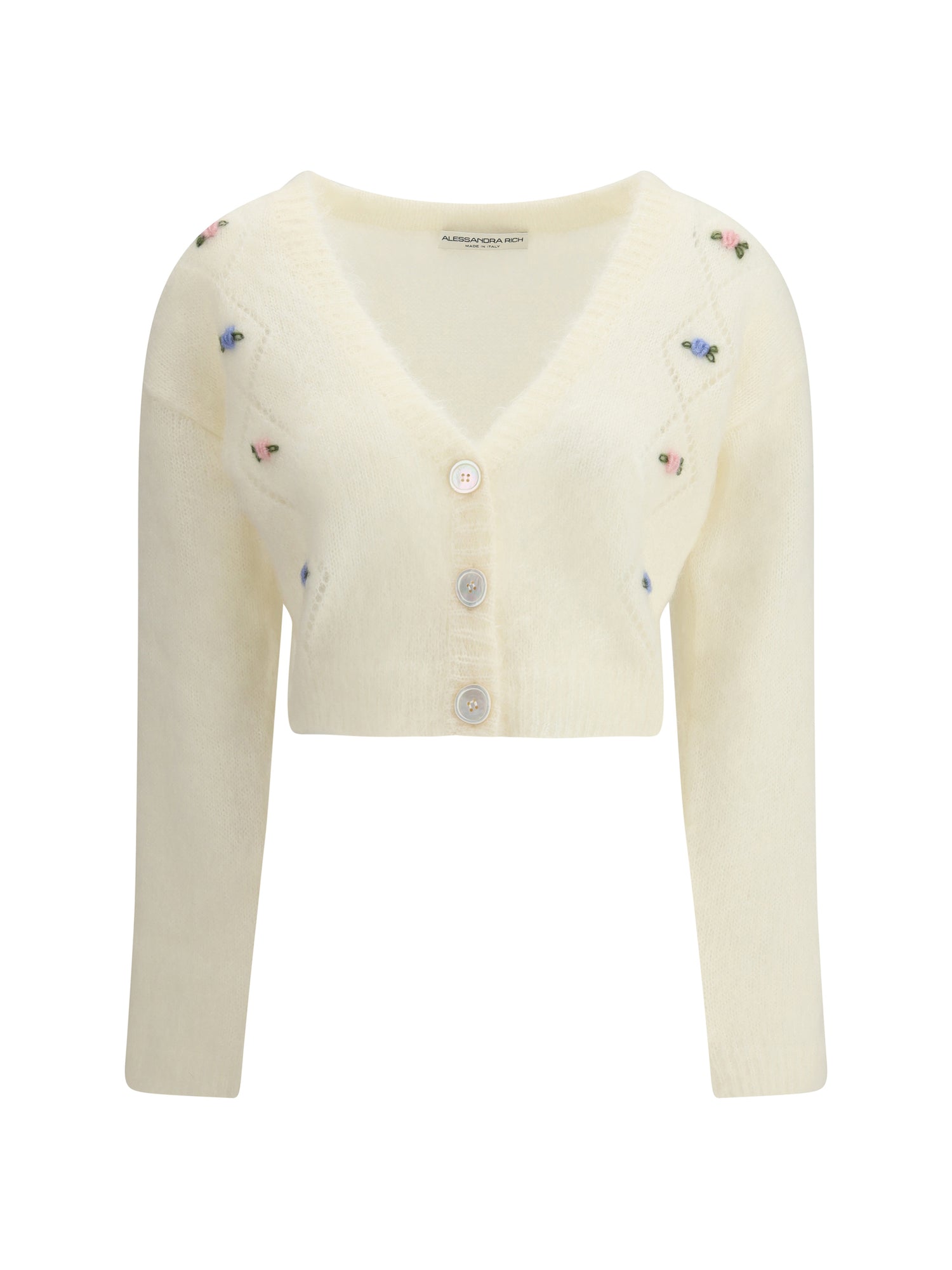 ALESSANDRA RICH 40 mohair cardigan with embroidery
