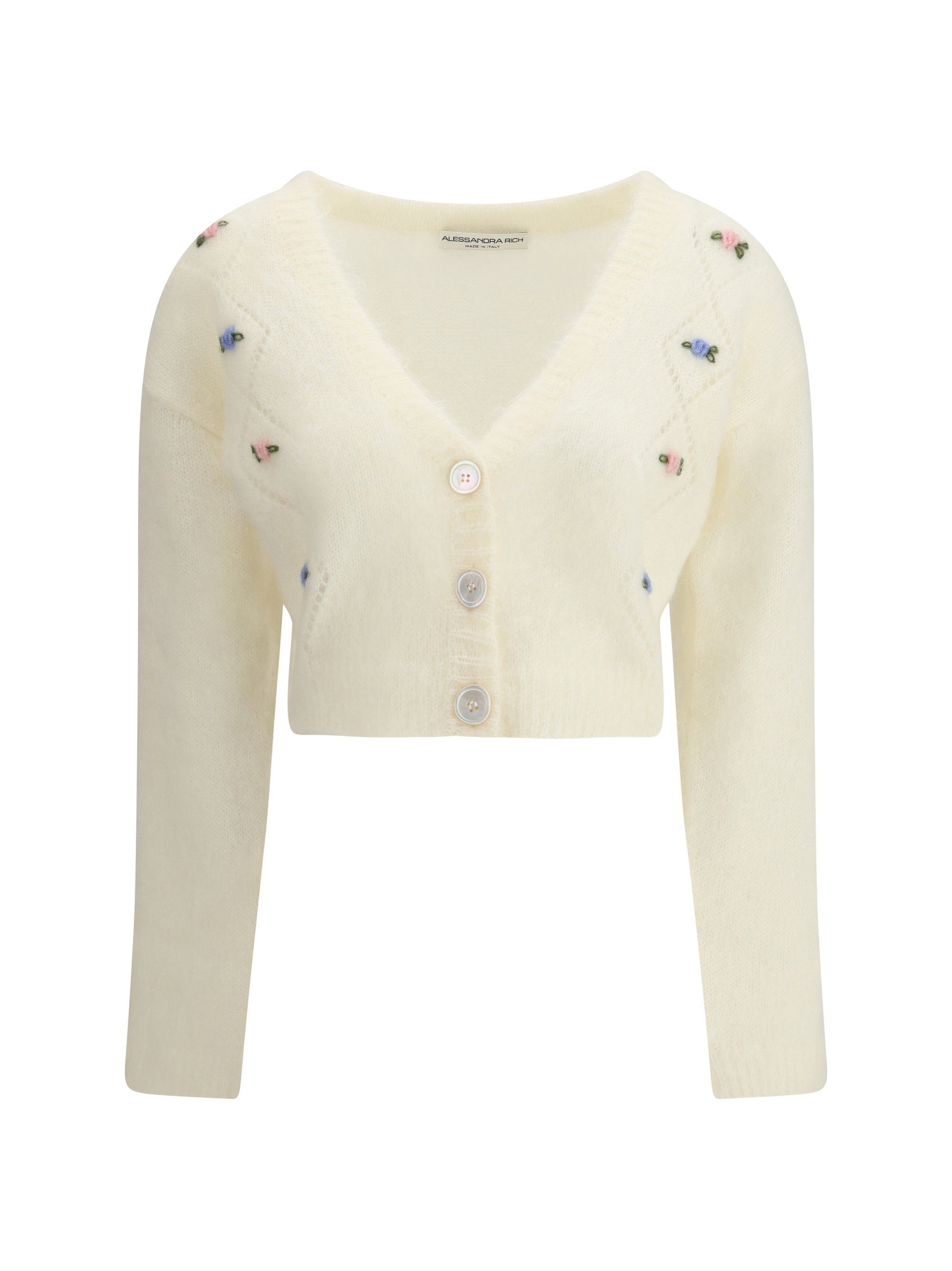 ALESSANDRA RICH 40 mohair cardigan with embroidery