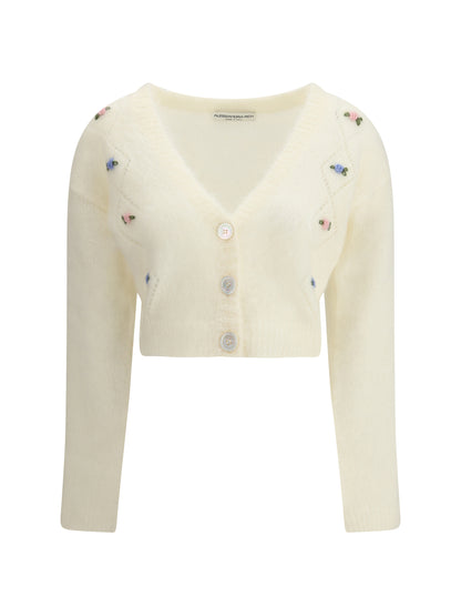 ALESSANDRA RICH 40 mohair cardigan with embroidery