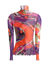 PUCCI 42 tulle top with geometric print