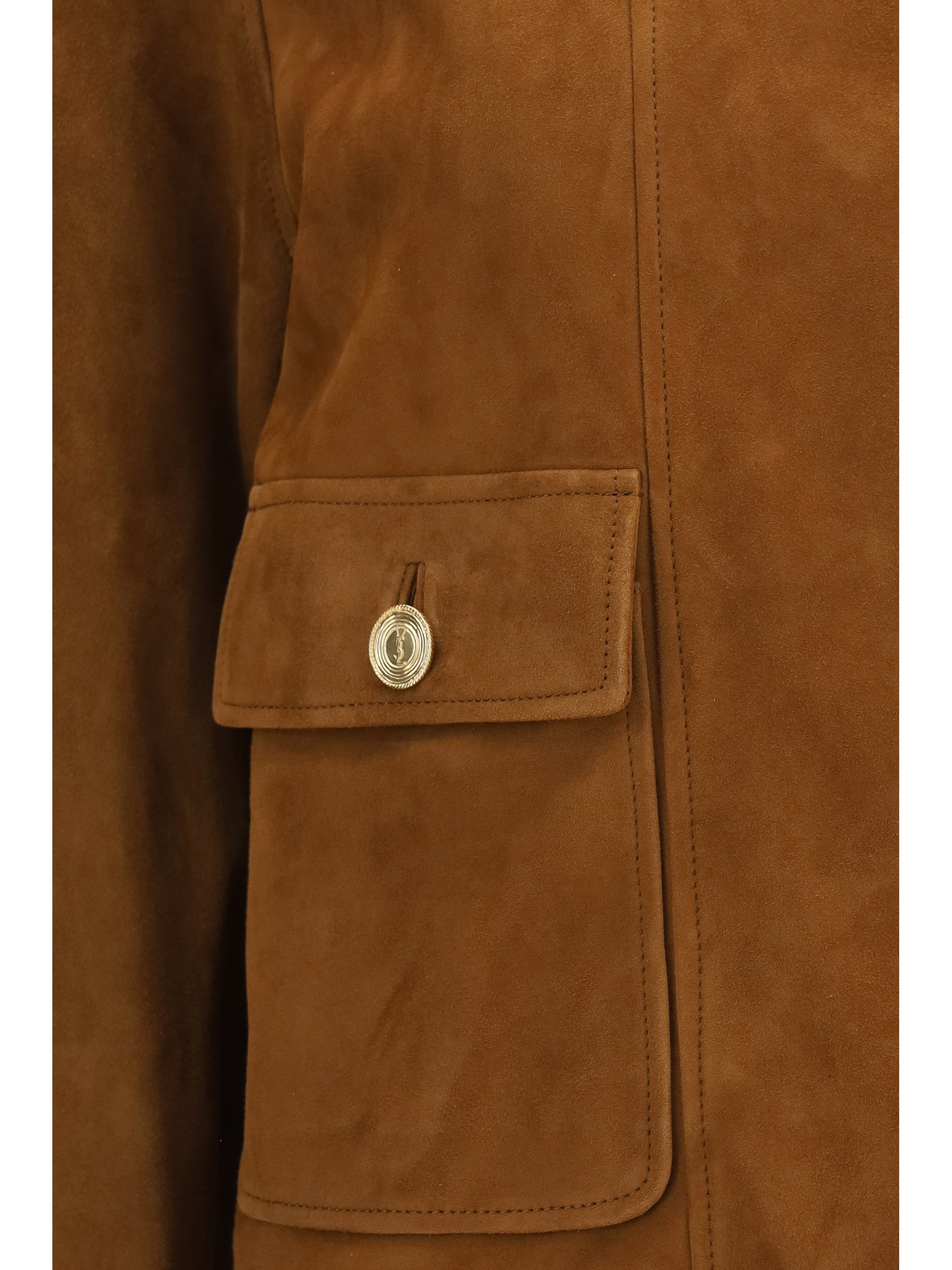 short suede jacket with buttons