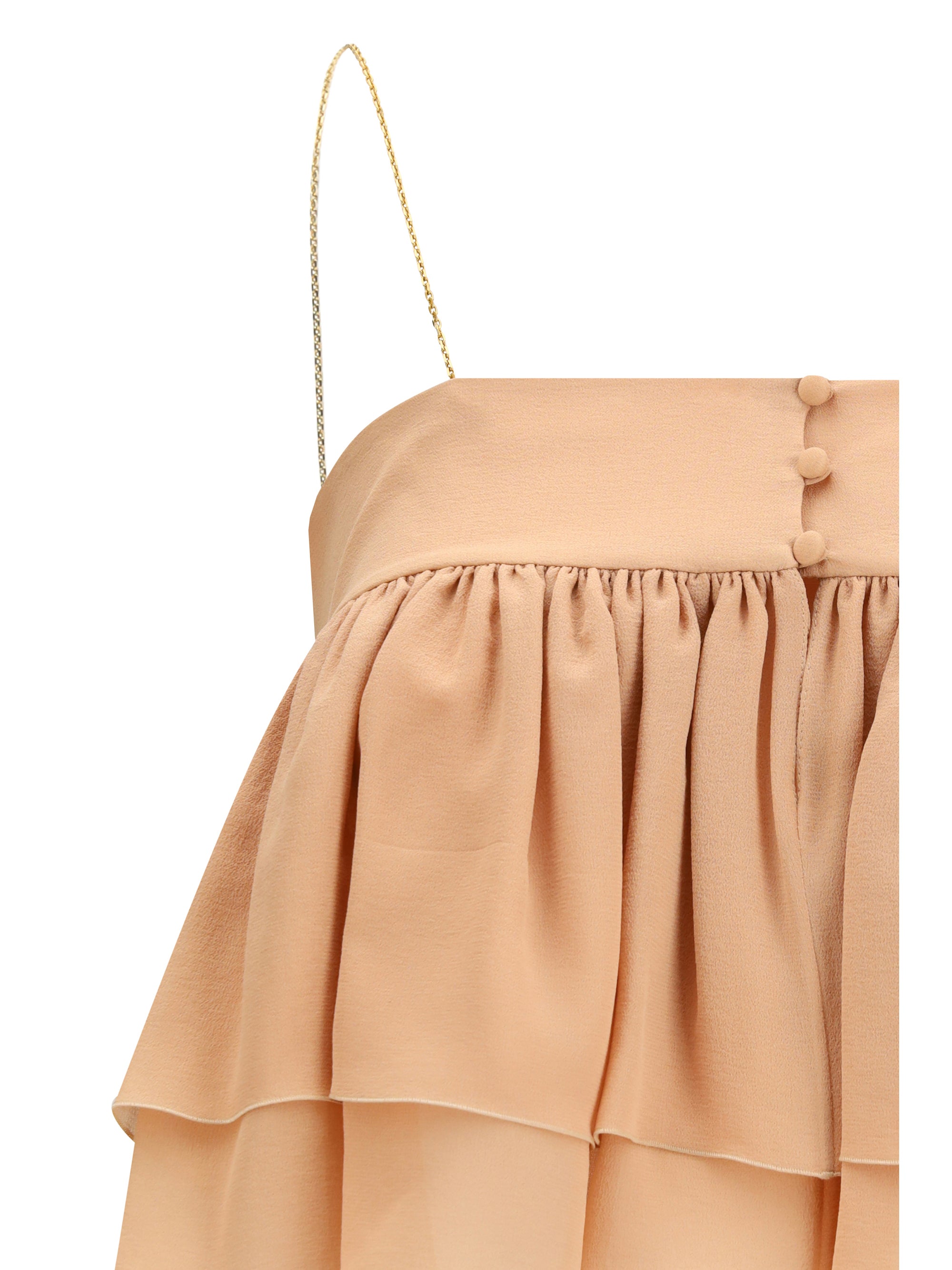 CHLOÉ 38 sleeveless ruffled top in silk georgette