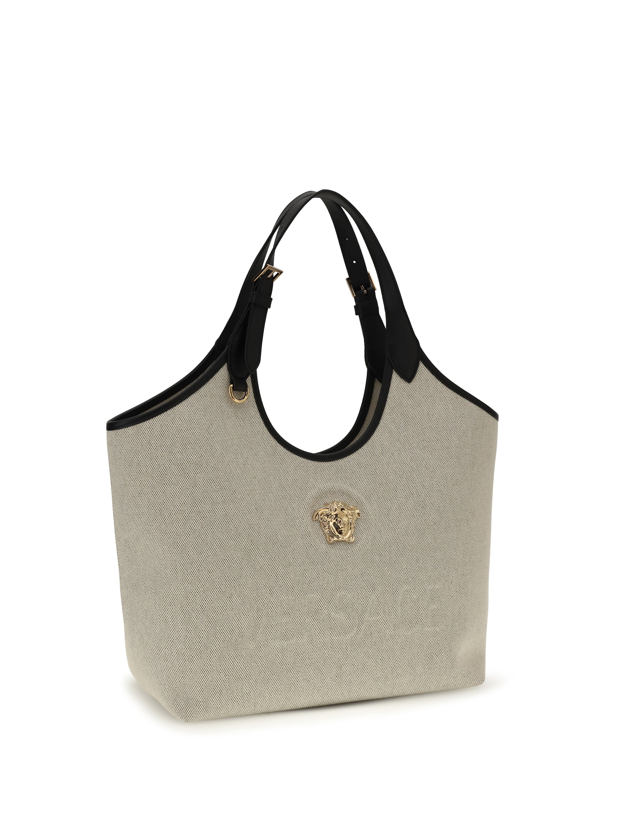 VERSACE OS tote fabric calf leather