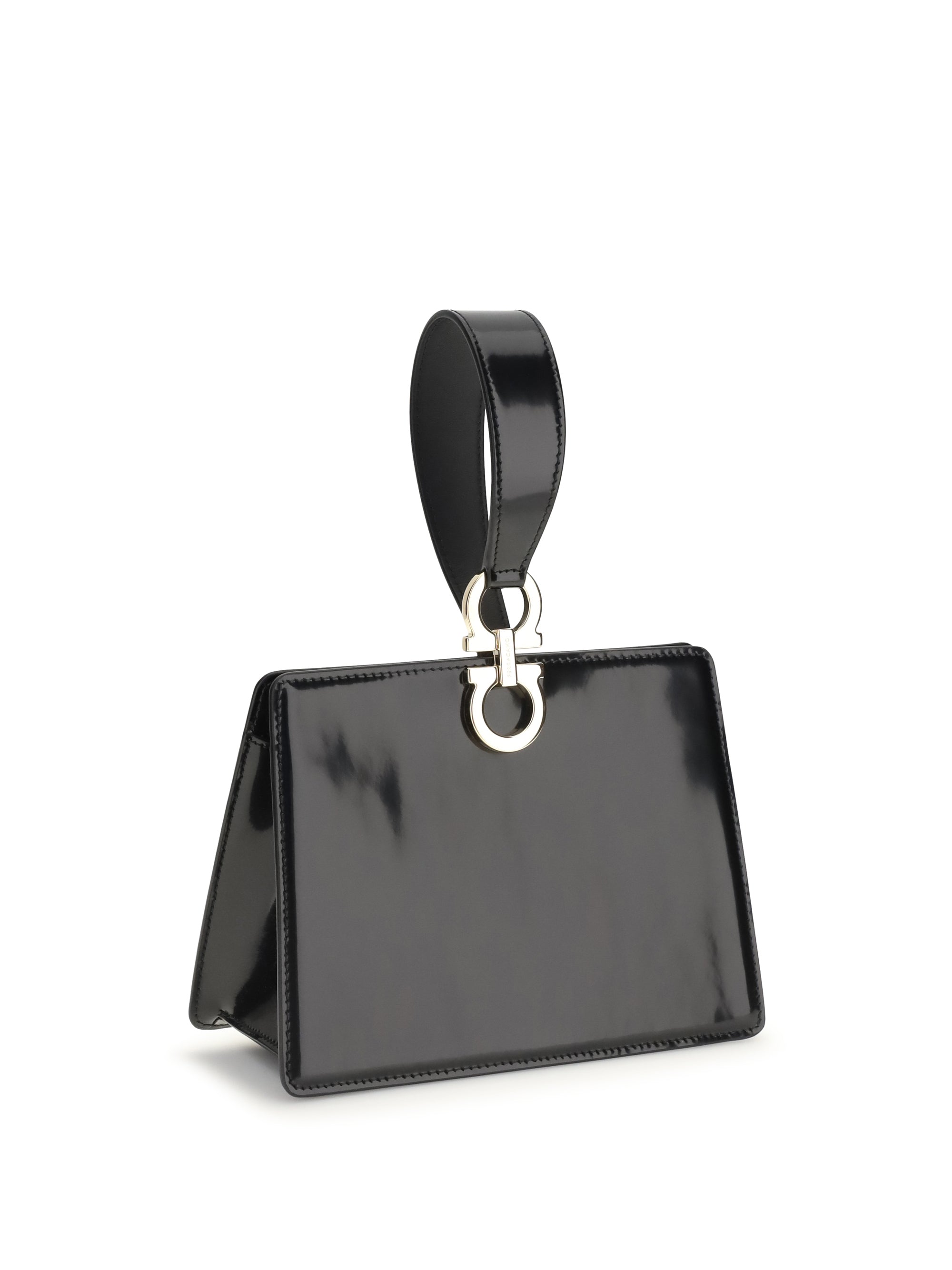 rigid leather handbag