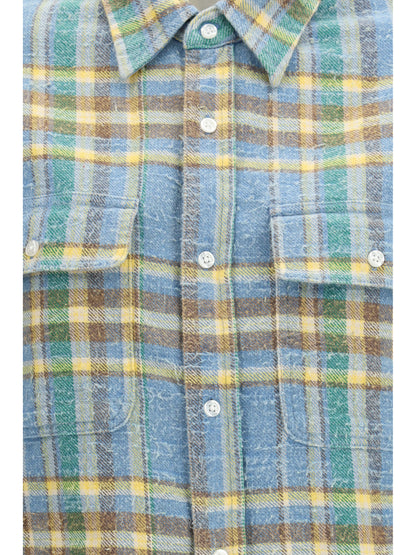 R13 M plaid shirt with frayed hem