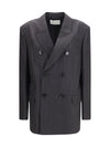striped wool double breasted blazer