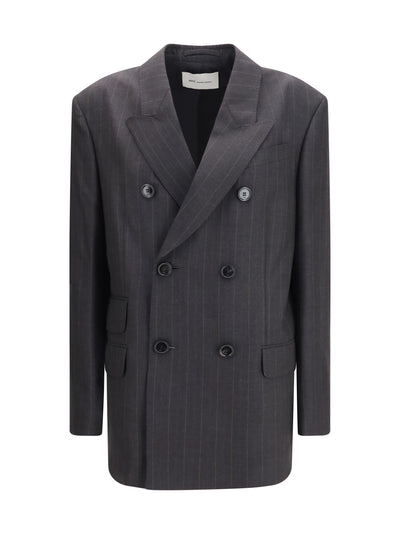 striped wool double breasted blazer