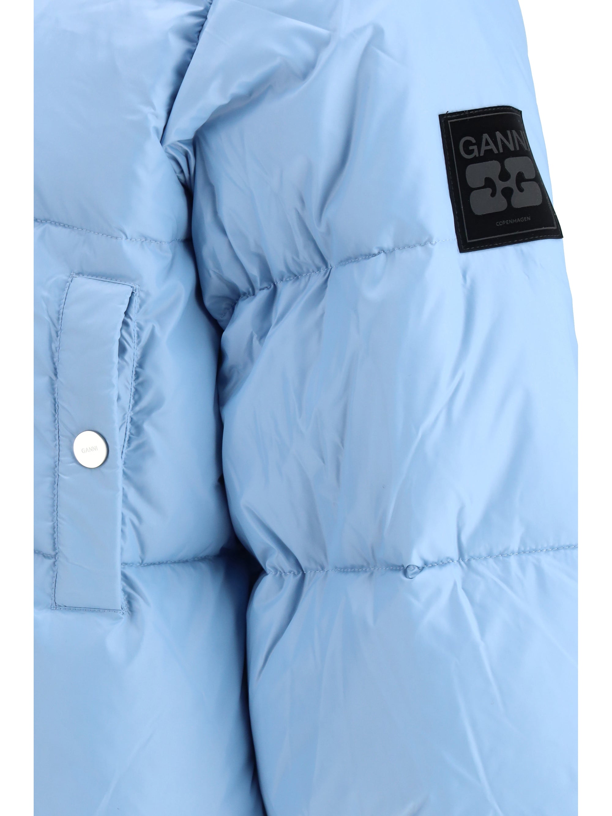 GANNI 36 shiny nylon short puffer jacket