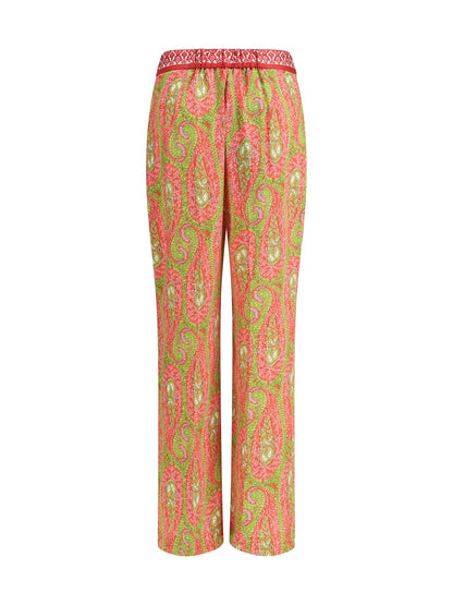 ETRO 42 bootcut trousers with placed paisley foliage print
