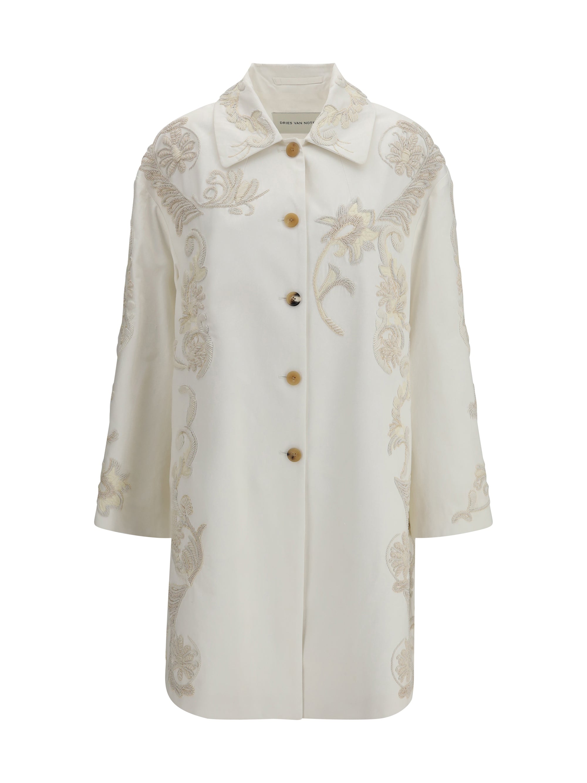 embroidered a-line coat