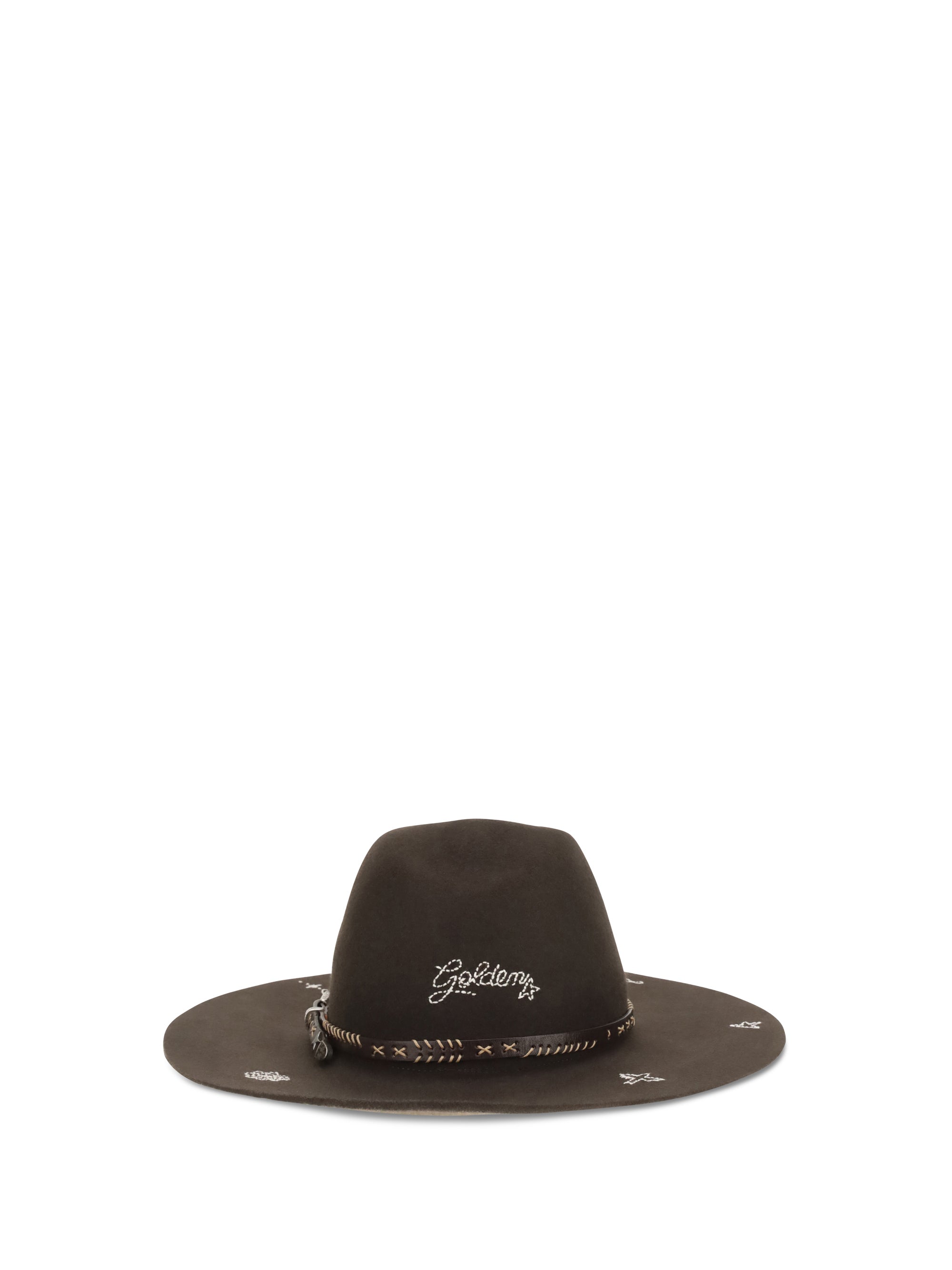embroidered wool fedora