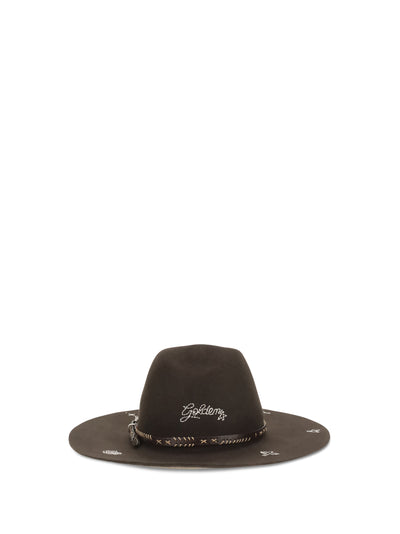 embroidered wool fedora