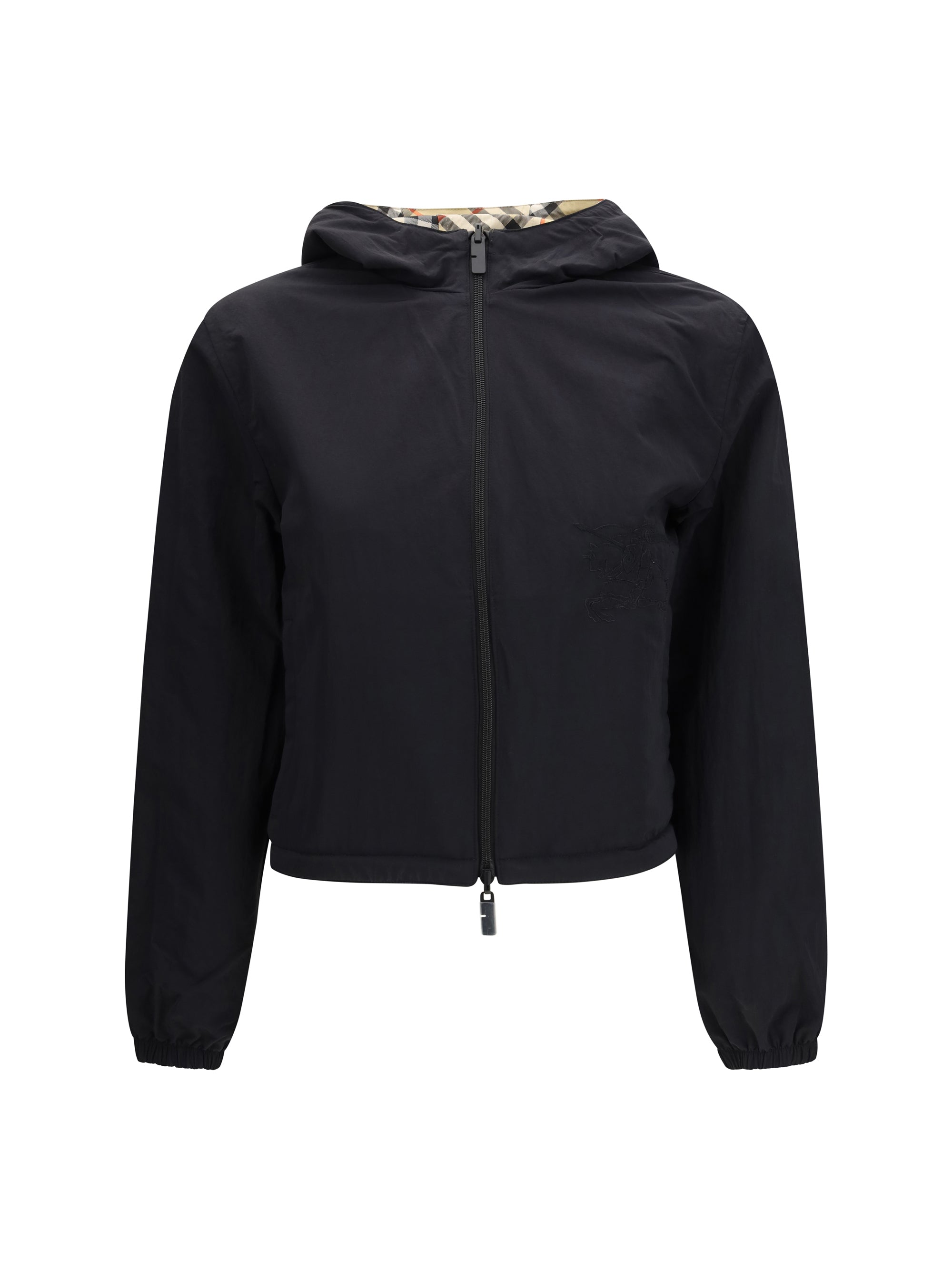 reversible cropped check jacket