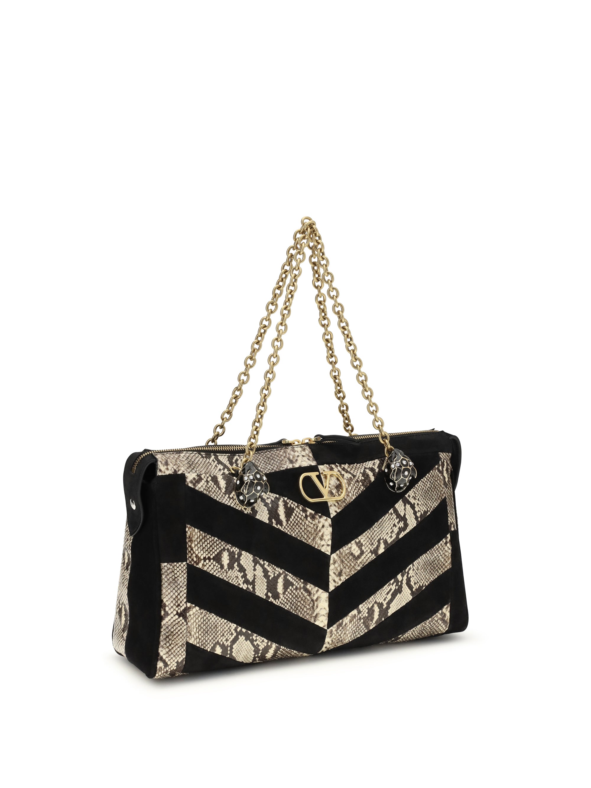 panthea shoulder bag in python and suede