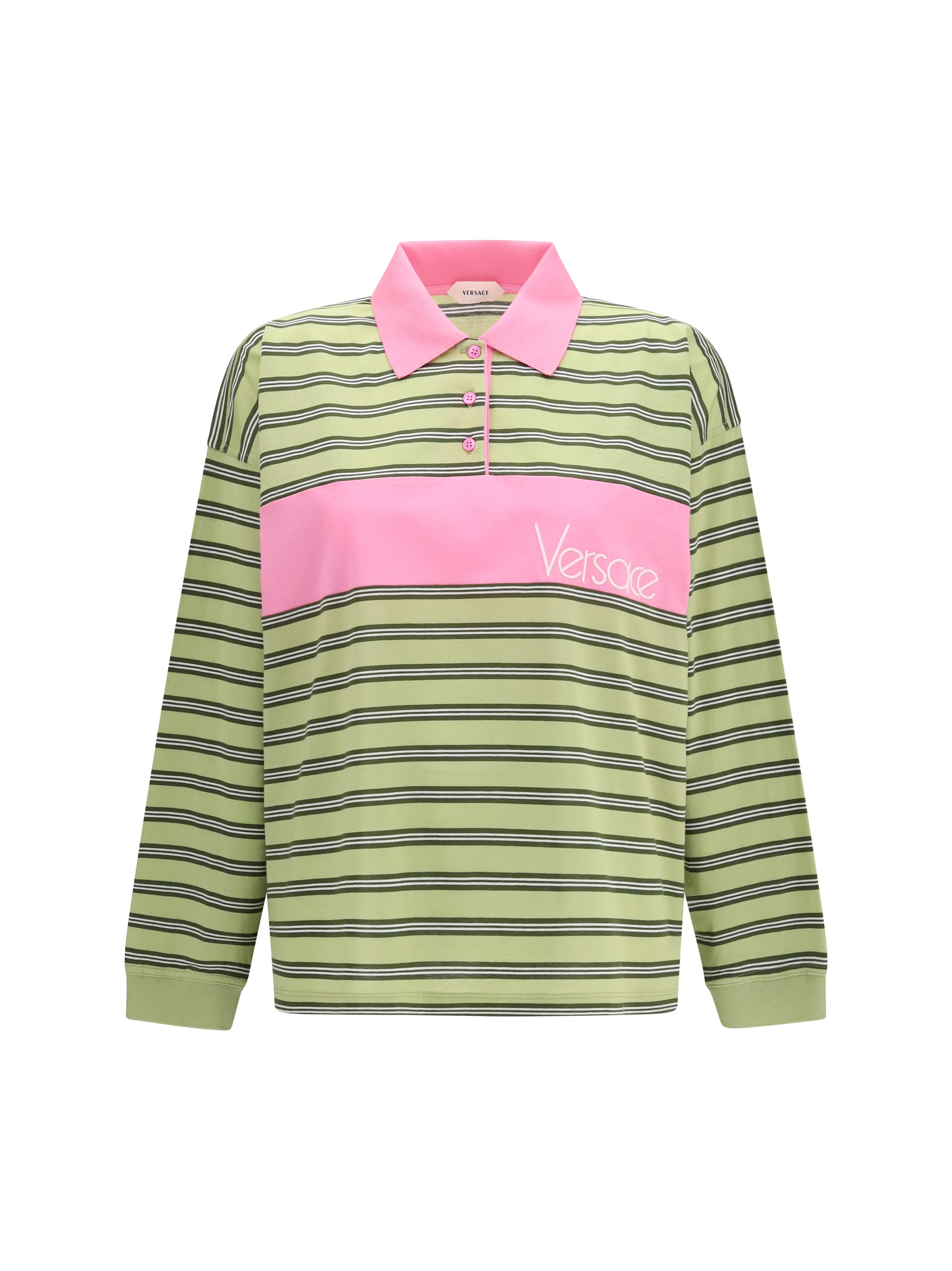 striped intarsia cotton polo with embroidered logo