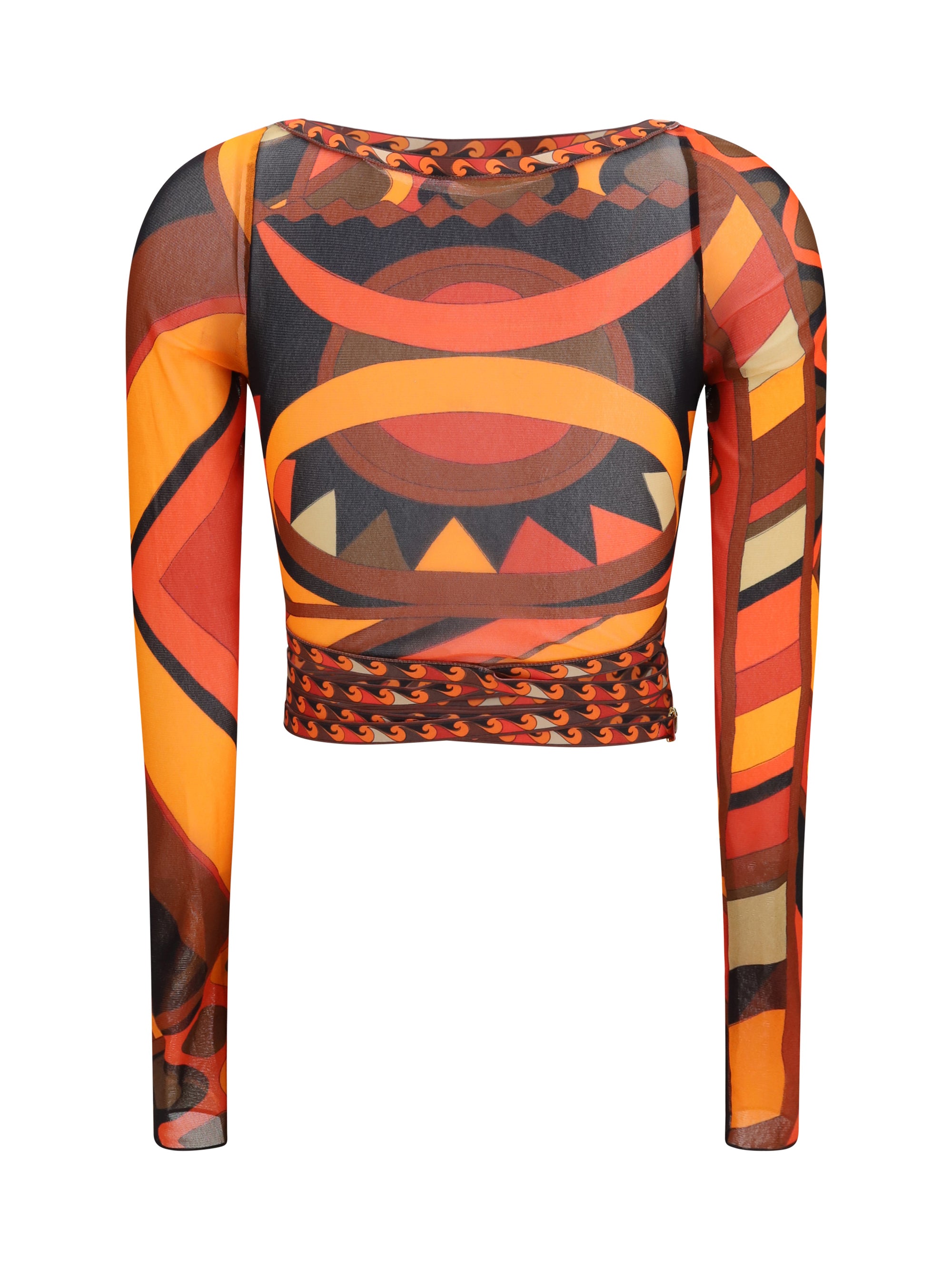 vivara-print tulle crop top