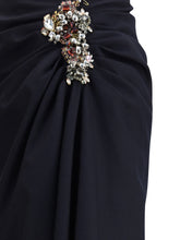 DRIES VAN NOTEN 38 sovora blue midi skirt with lateral jewel embellishment