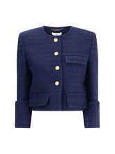CHLOÉ 40 boxy jacket in wool plaid 