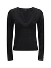 sweater long-sleeve with v-open neckline