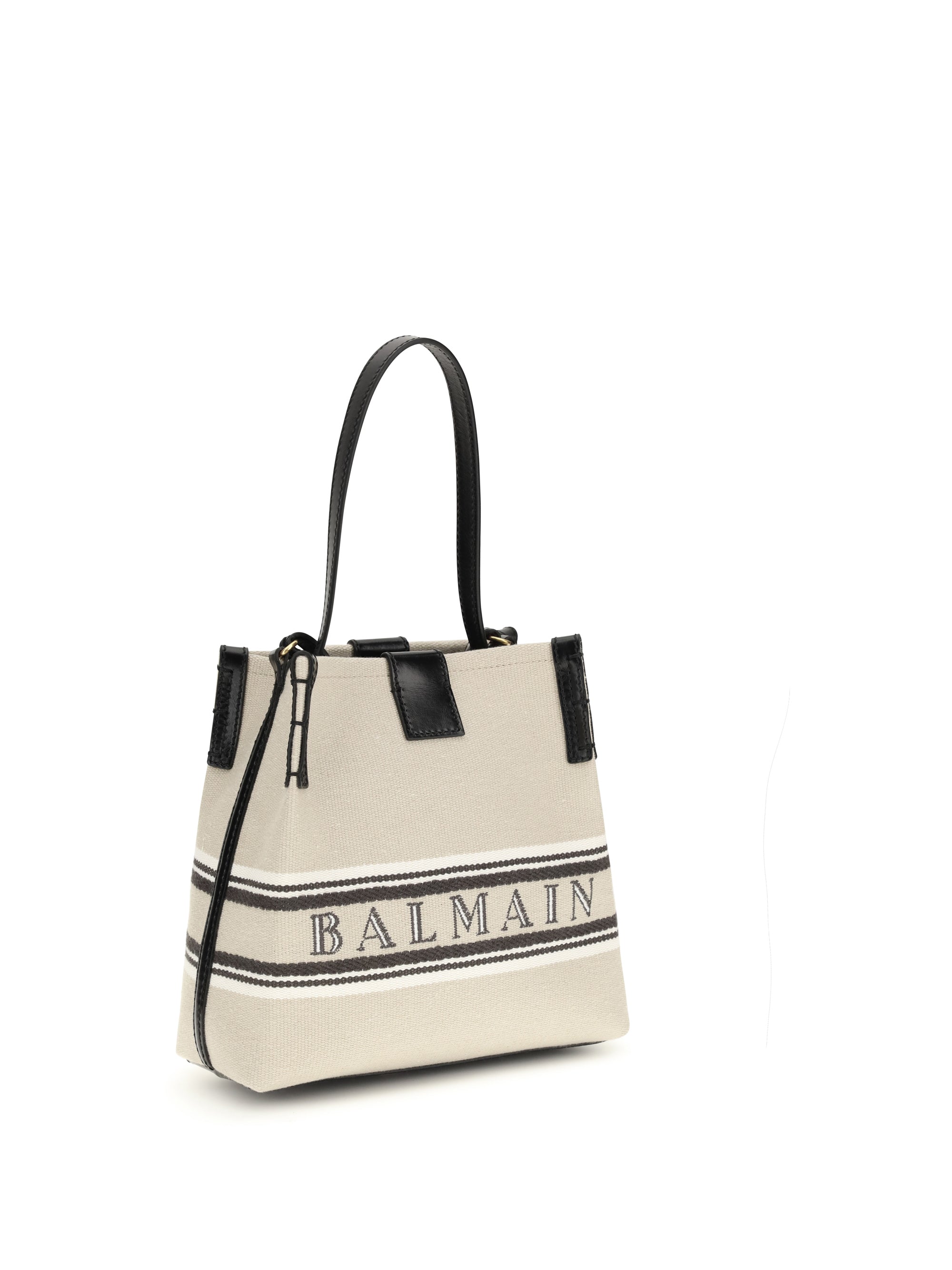 BALMAIN OS release bucket bag in canvas and leather
