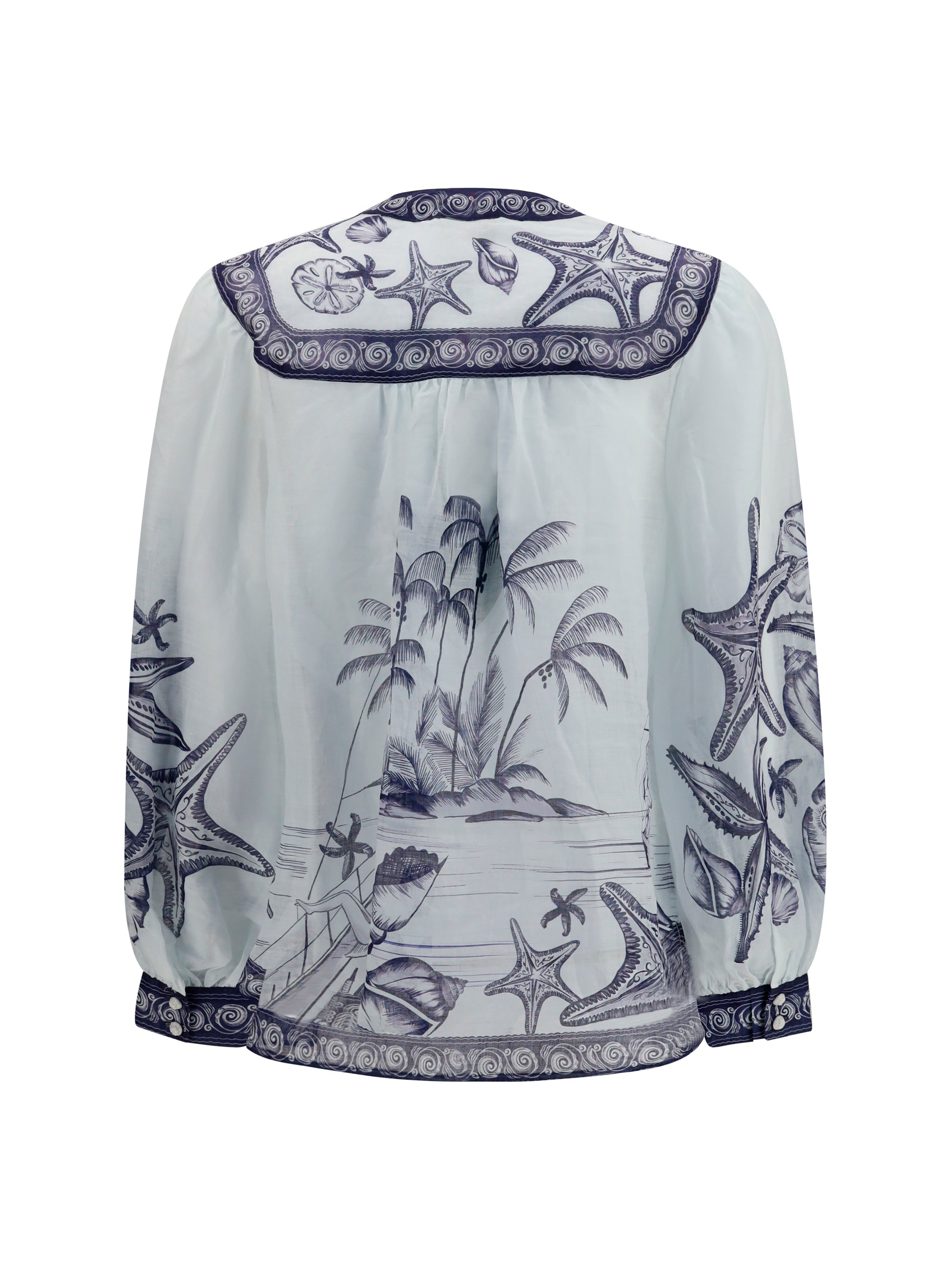 seaside print blouse