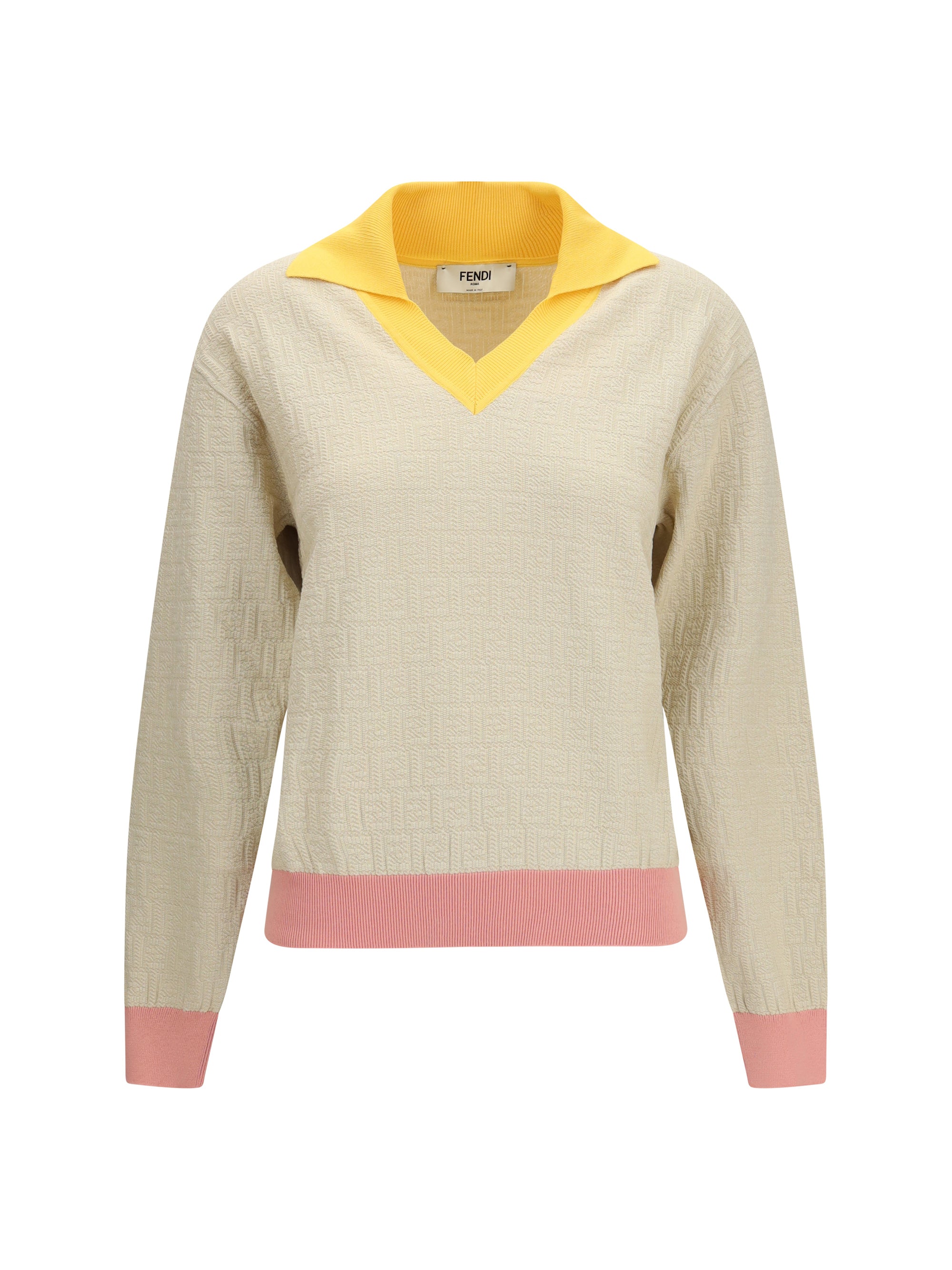 cotton and silk sweater with ff logo