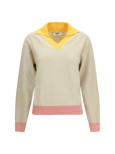cotton and silk sweater with ff logo