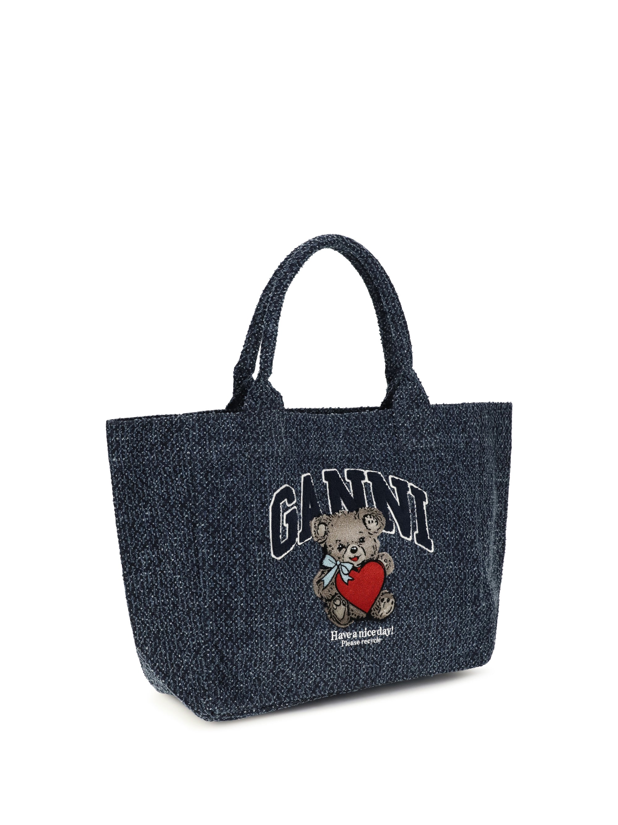 medium denim tote bag with bear