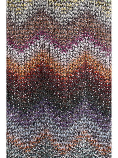 MISSONI 38 long halter-neck dress in greek zigzag knit with sequins