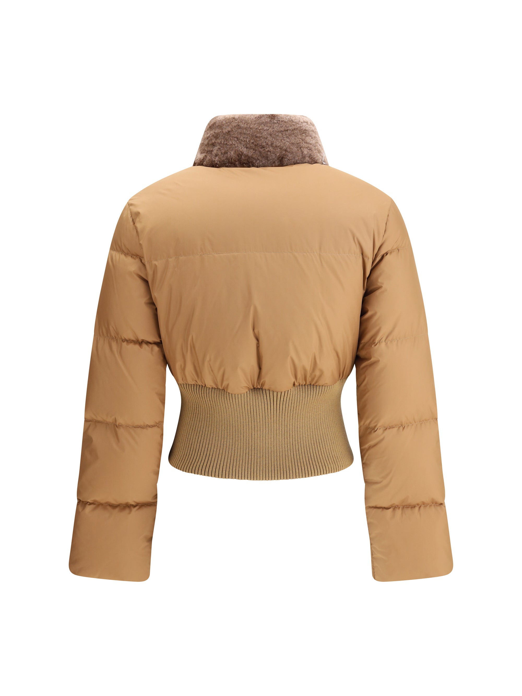 FENDI M cropped down jacket with shearling lining