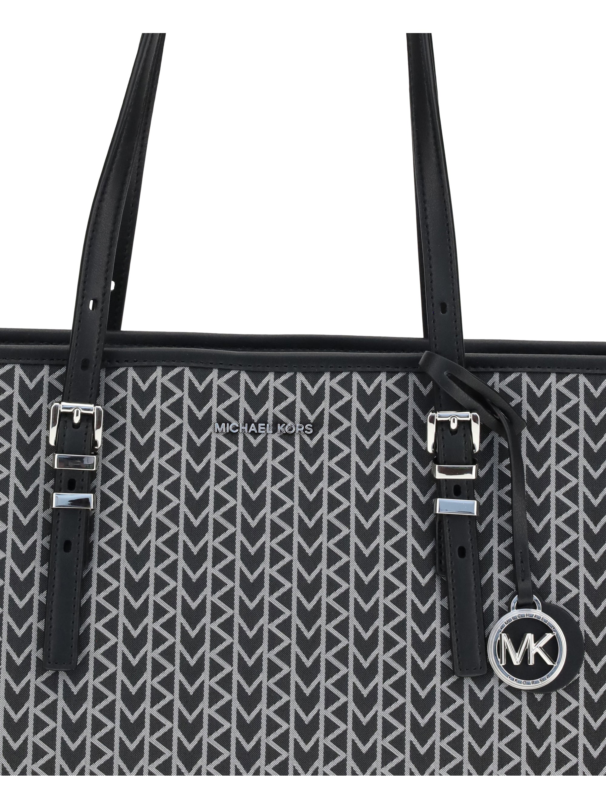 quinn large jacquard logo tote bag