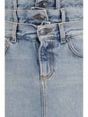 midi denim skirt with triple layer