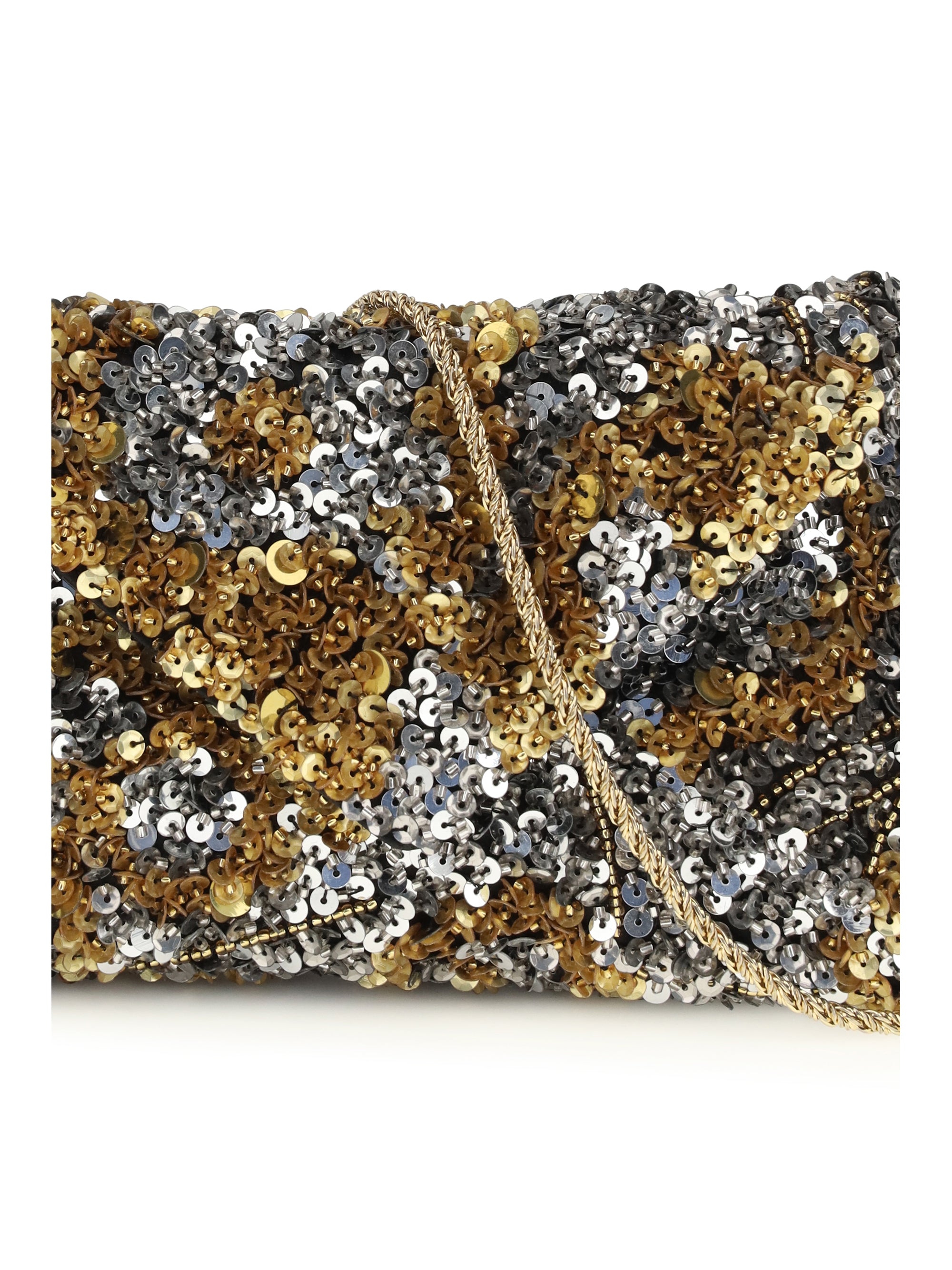 sequined clutch bag