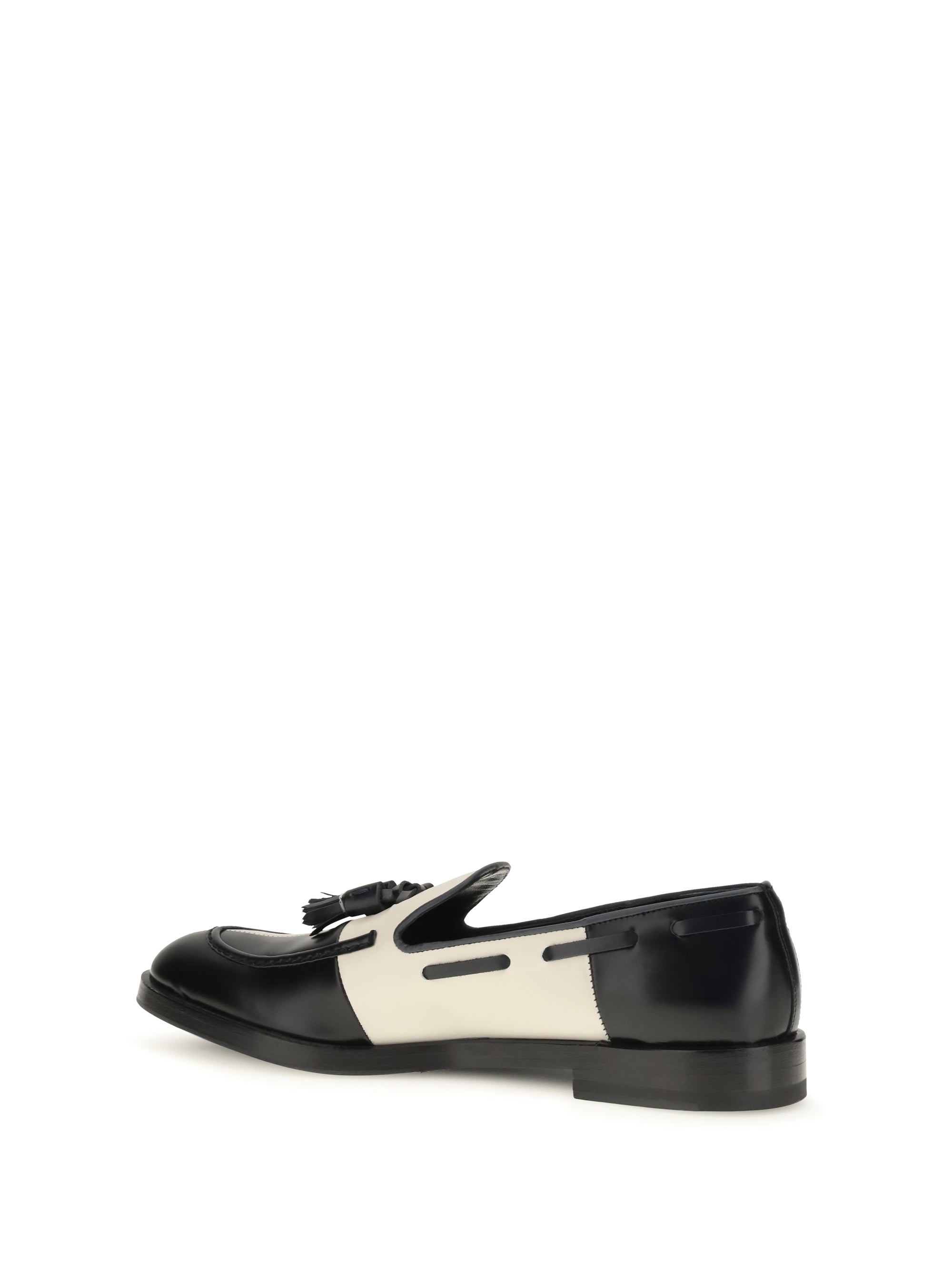 brera damier bicolor leather loafers