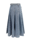 utility denim midi skirt