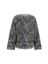 heron feather motif brushed cardigan