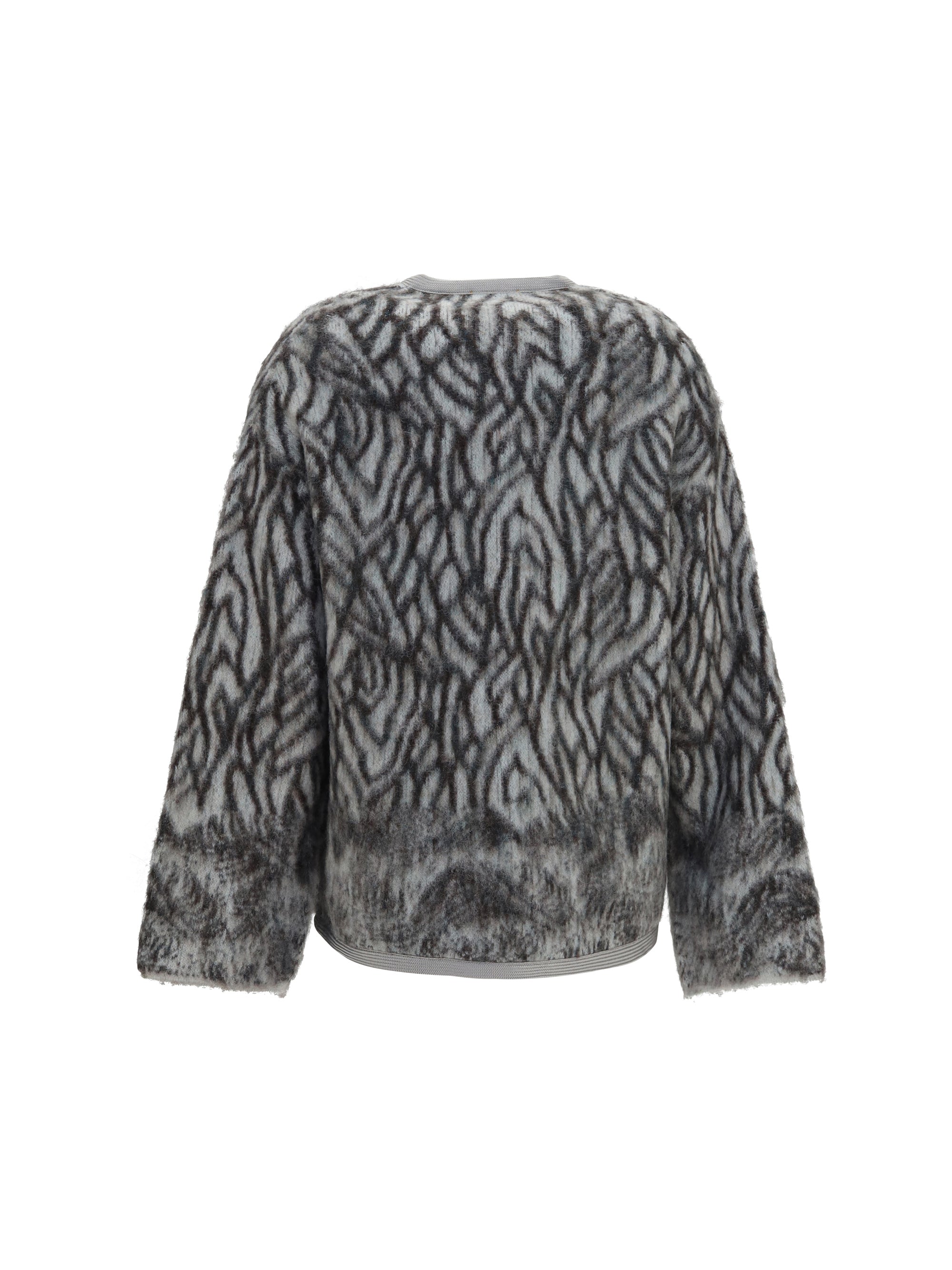 heron feather motif brushed cardigan
