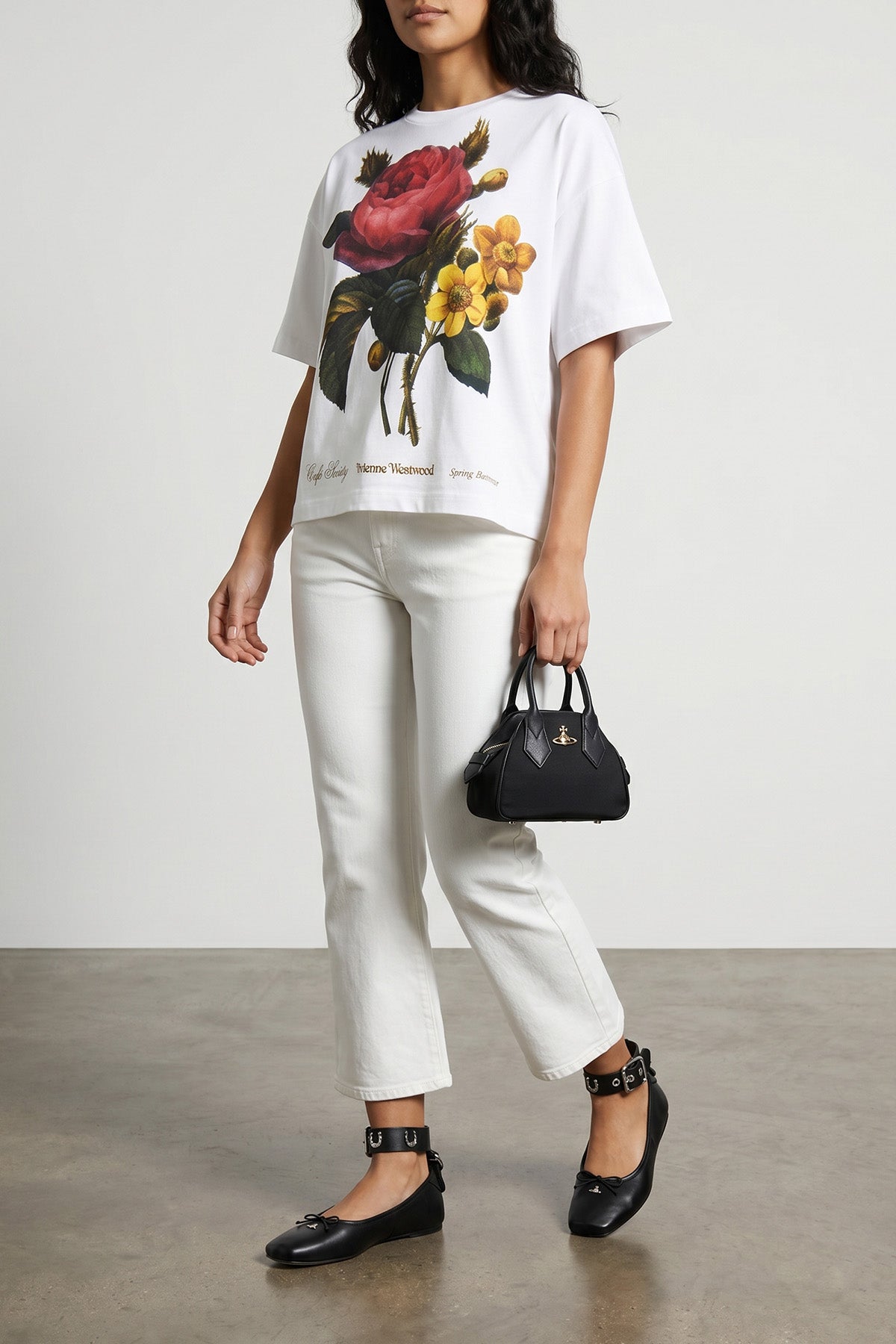 flower box cotton jersey crew neck t-shirt