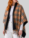 reversible check wool cape