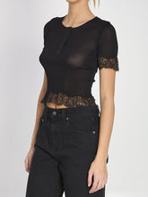 SAINT LAURENT M silk jersey and lace t-shirt