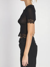 SAINT LAURENT M silk jersey and lace t-shirt