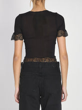 SAINT LAURENT M silk jersey and lace t-shirt