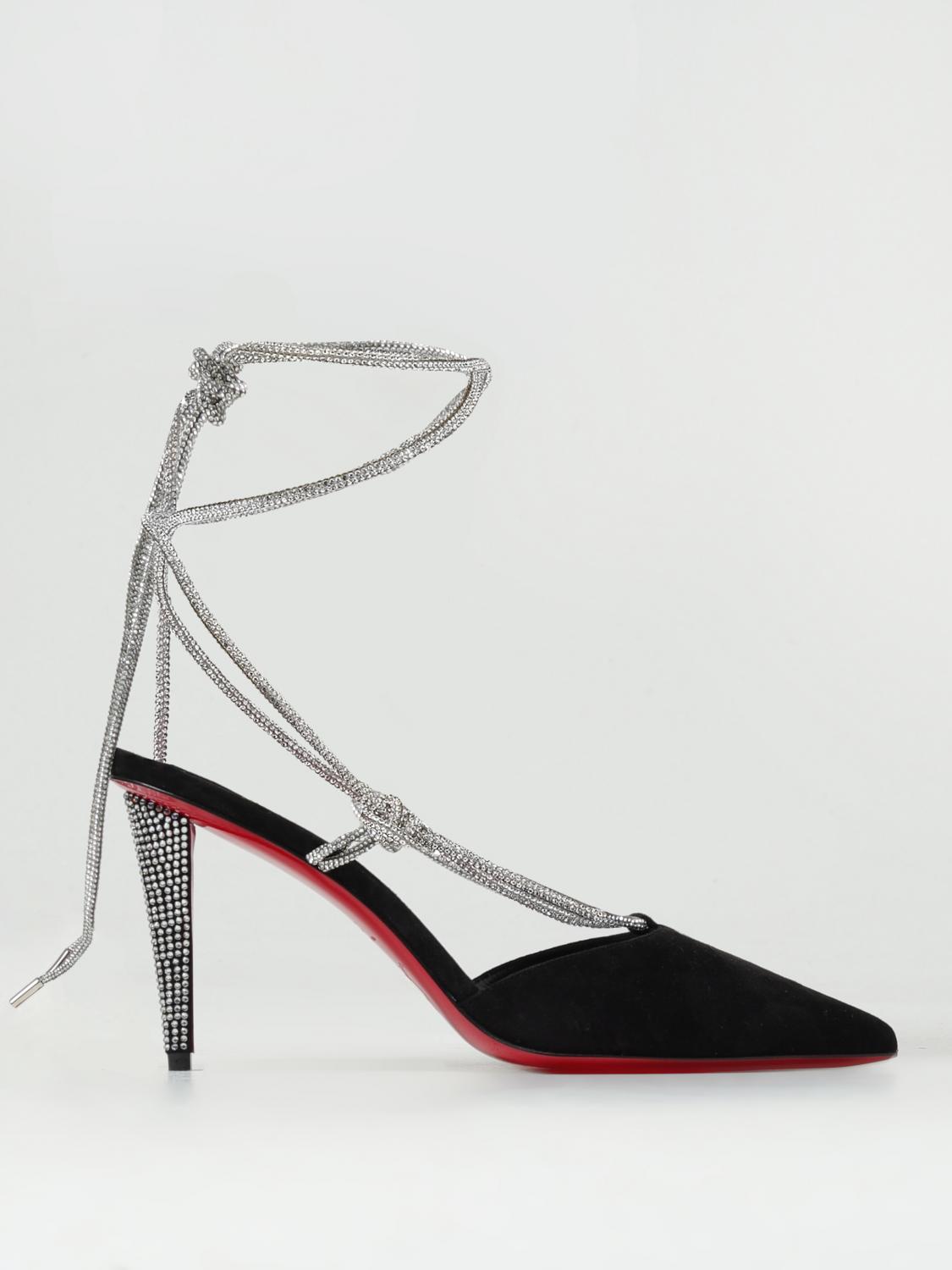 mules in suede with rhinestones
