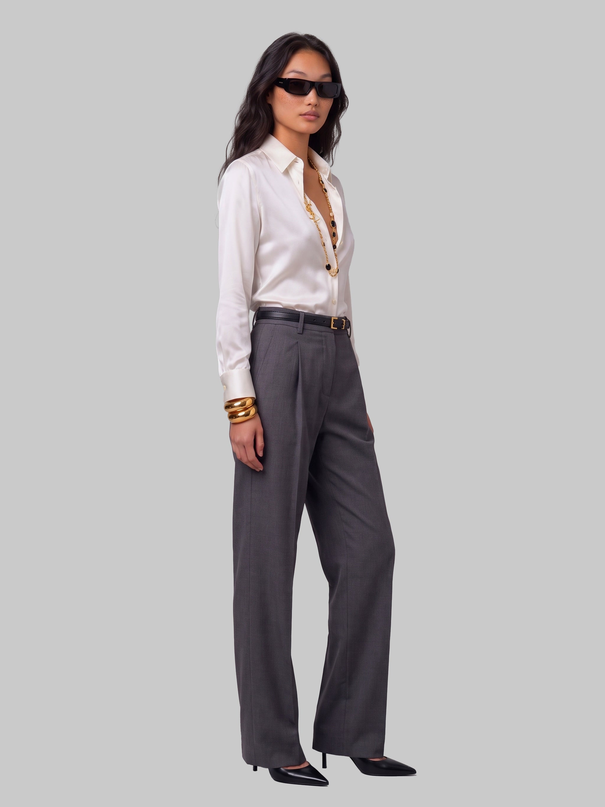white stretch silk shirt