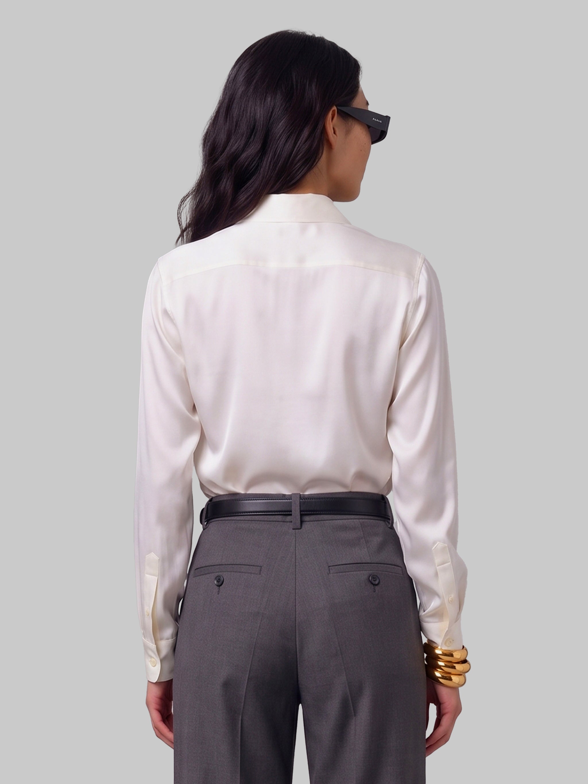 white stretch silk shirt