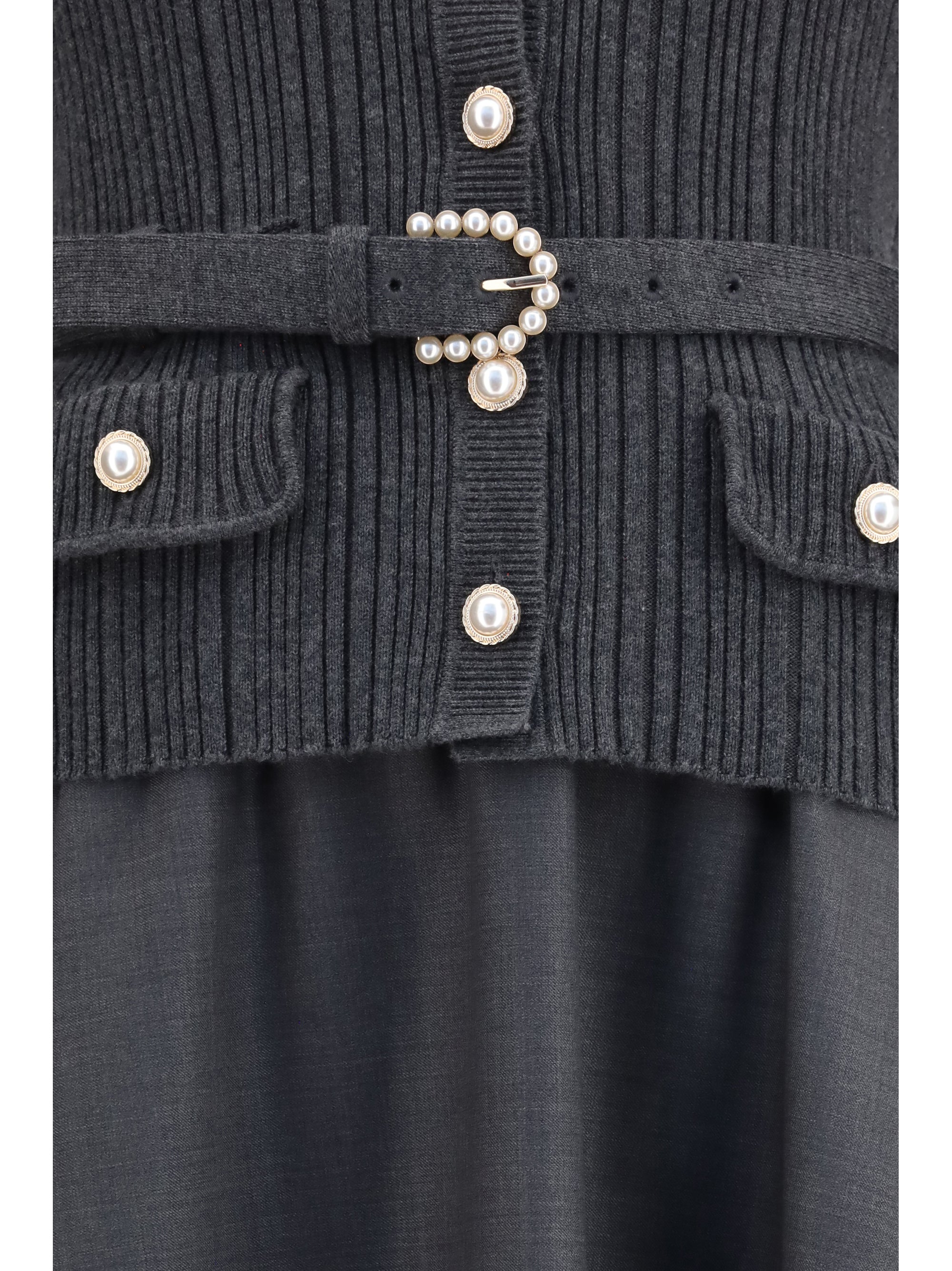 knit and twill midi dress